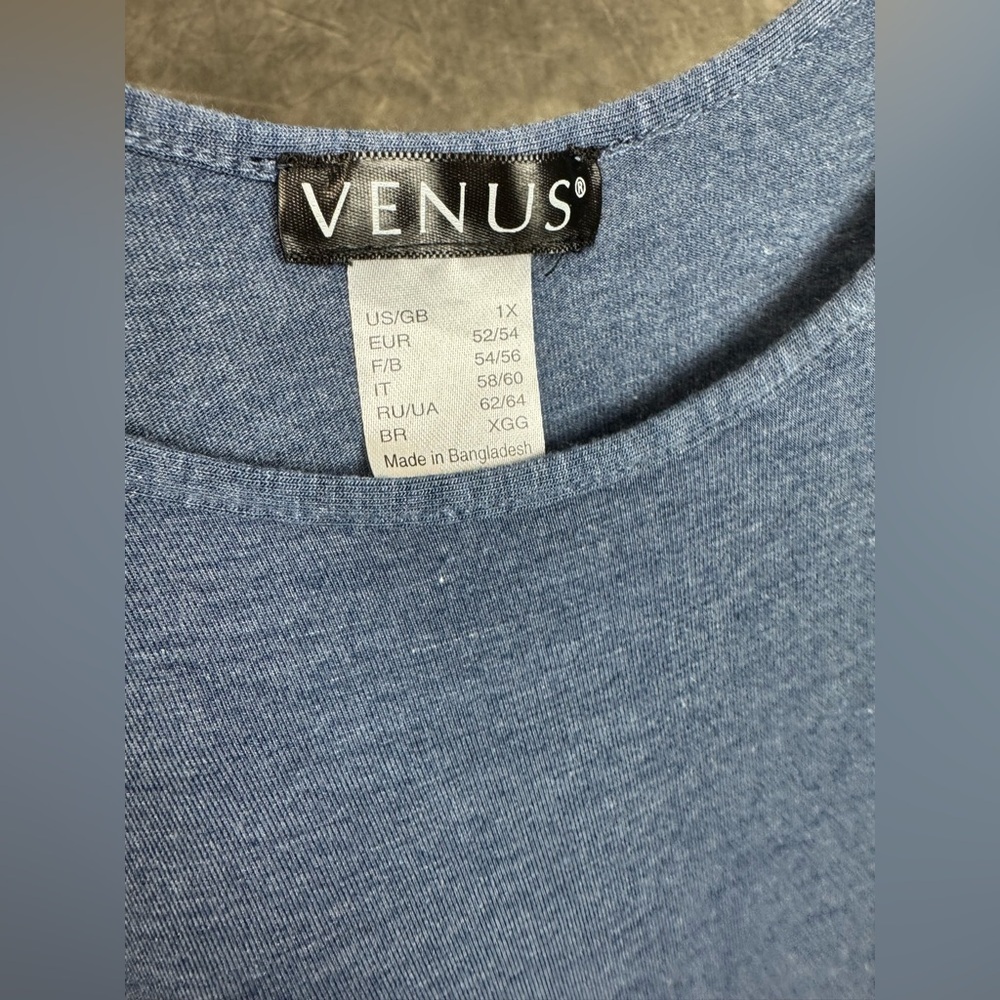 VENUS Ladder Strap Cold Shoulder Top Denim Blue 1X - Picture 5 of 9
